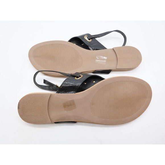 Karyns Collections Womens 11 Slingback Sandals Black Snake Embossed Faux Leather - Picture 10 of 10